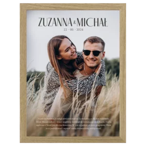 Plakat ślubny – zdjęcie pary młodej